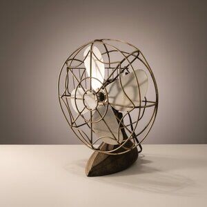 Vintage Eskimo Bersted Metal Desk Fan Cast Iron Base Works 10” Industrial